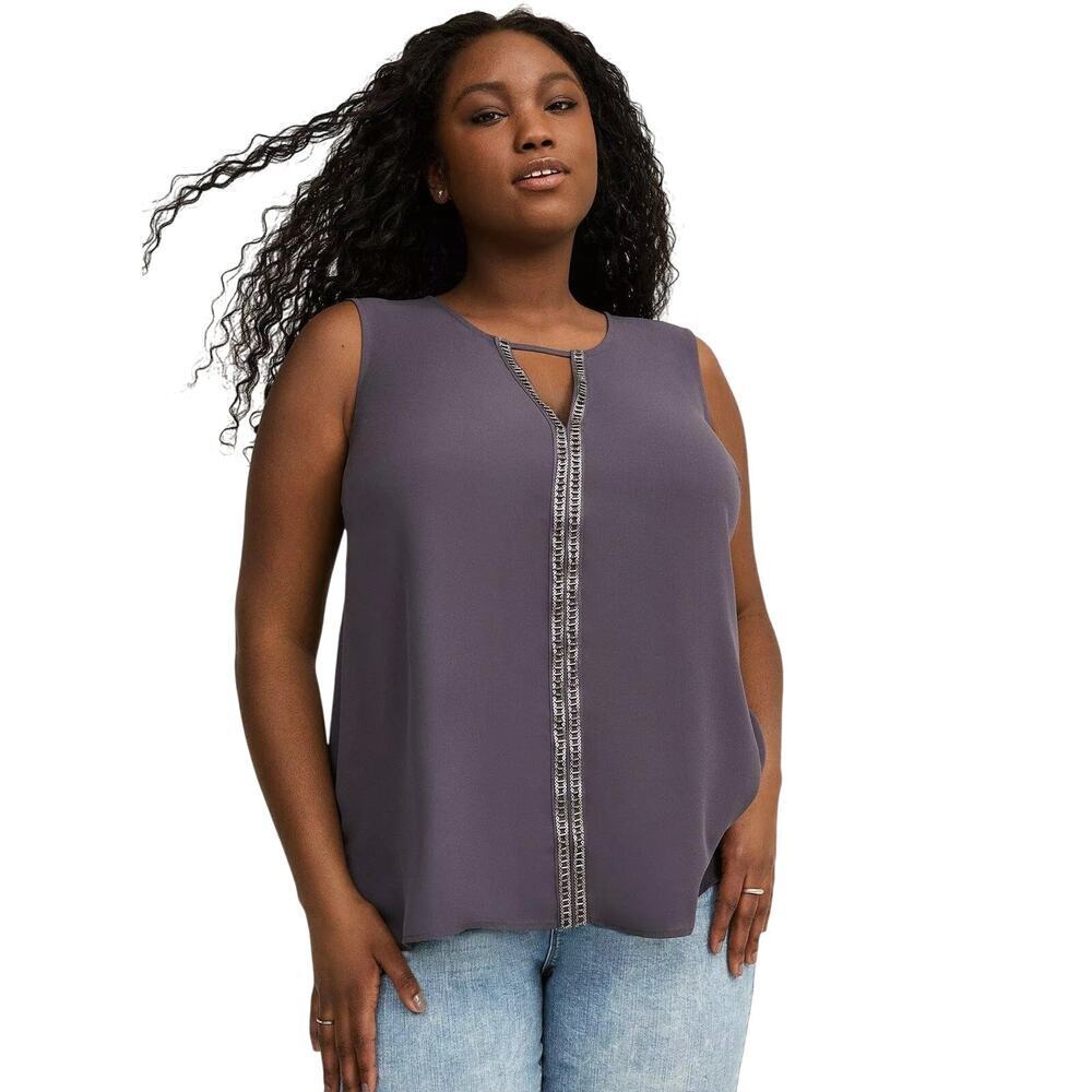 NWT Torrid Georgette Embellished Trim Sleeveless Tank - Size 3X 22-24